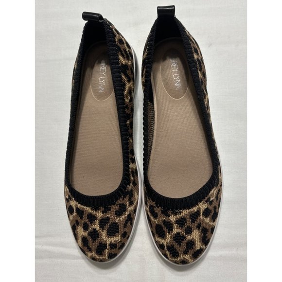 Aubrey Lynn Loafers Flats Amelia Skimmer Leopard Sweater Fabric Slip on 6.5 M - Picture 2 of 8